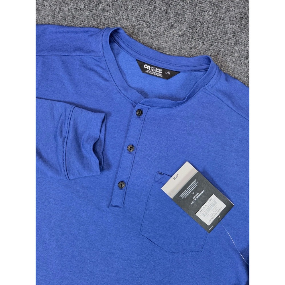 NEW Outdoor Research Aberdeen Henley Shirt Mens Large Blue